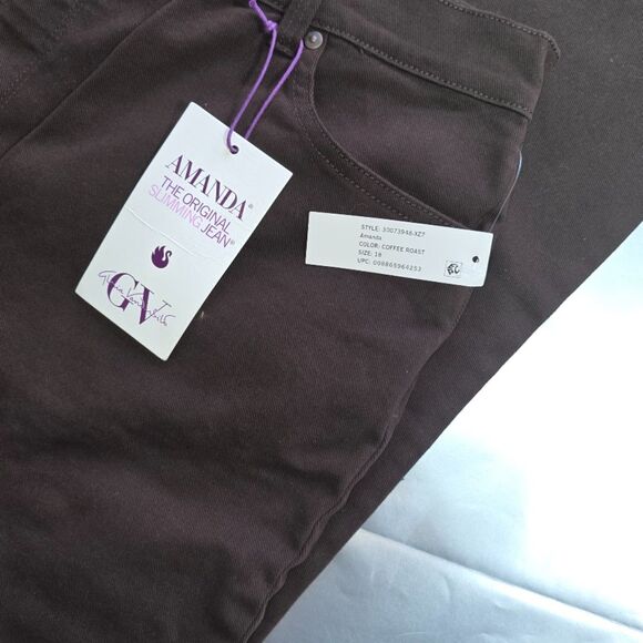 GLORIA VANDERBILT Womens Classic Amanda High Rise Tapered Jean Size:18 Brown - Picture 8 of 10